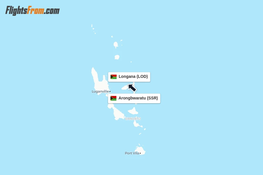 Flights from Arongbwaratu to Longana route map