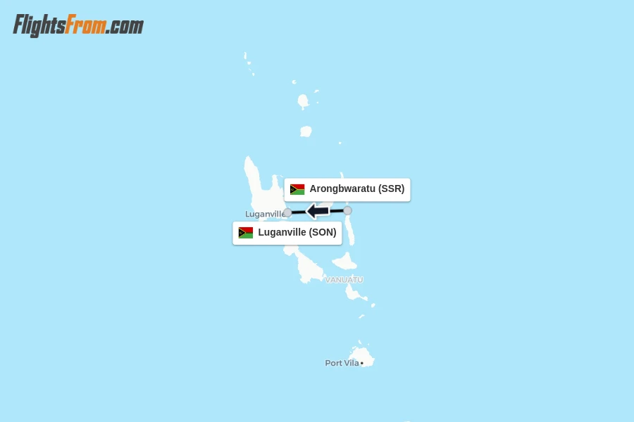 Flights from Arongbwaratu to Luganville route map