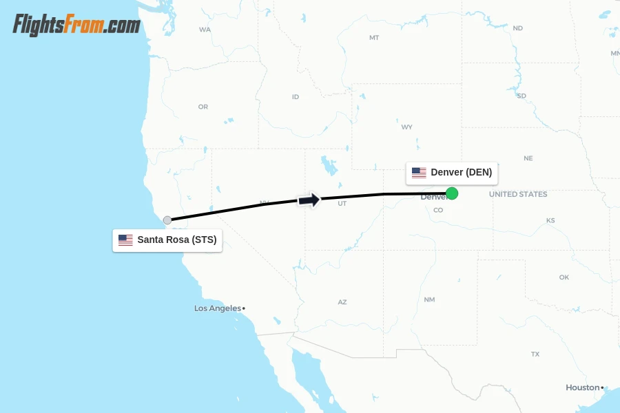 Flights from Santa Rosa to Denver route map