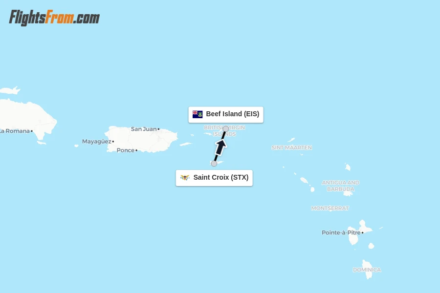 Flights from Saint Croix to Beef Island route map