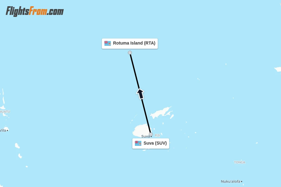 Flights from Suva to Rotuma Island route map