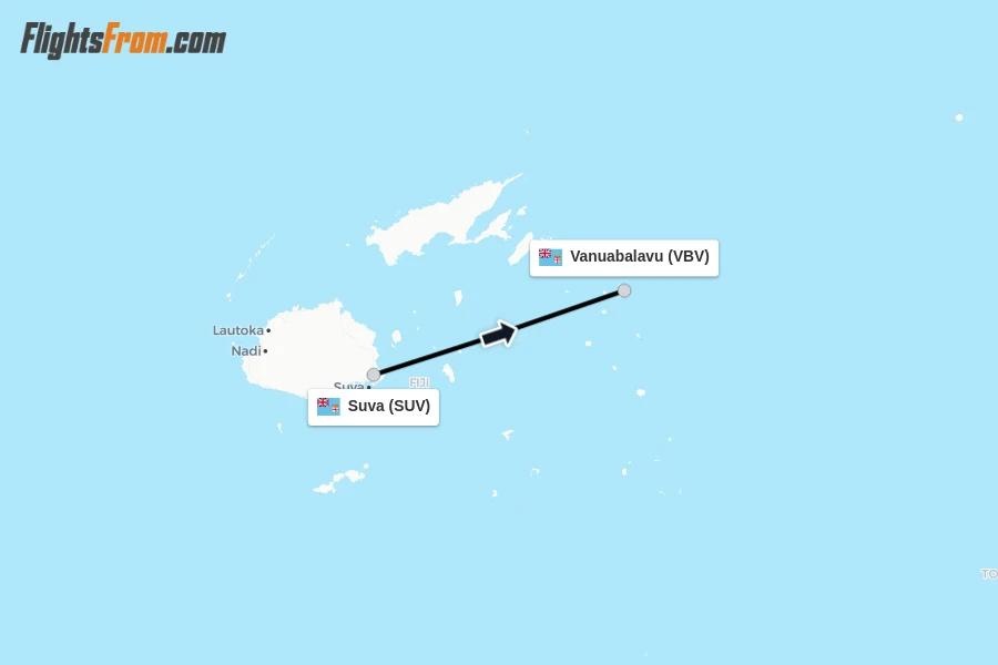 Flights from Suva to Vanuabalavu route map