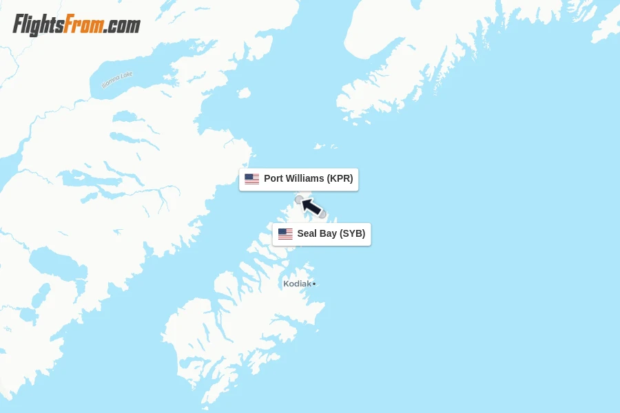 Flights from Seal Bay to Port Williams route map