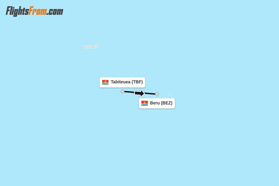 Flights from Tabiteuea to Beru route map