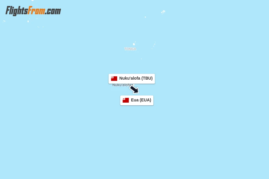 Flights from Nuku'alofa to Eua route map