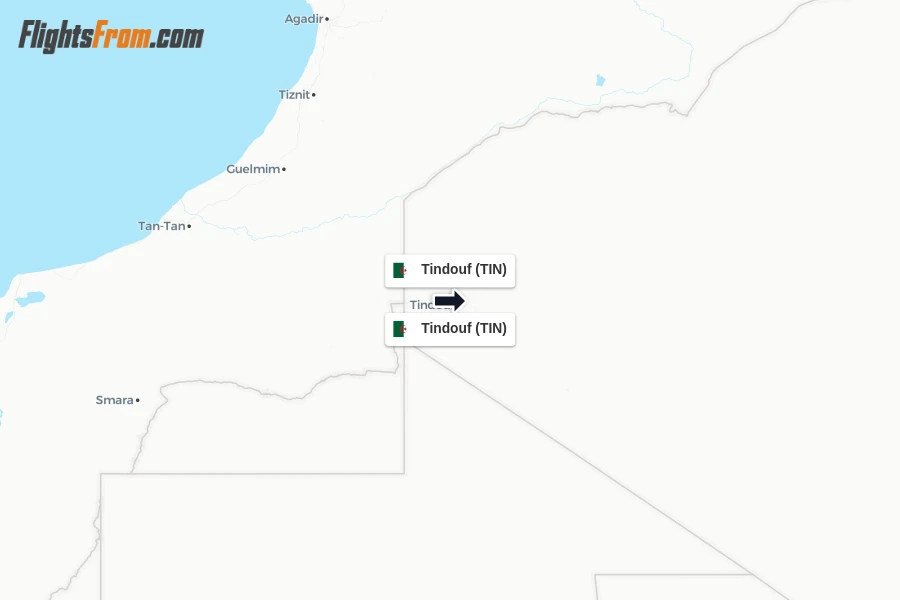 Flights from Tindouf to Tindouf route map