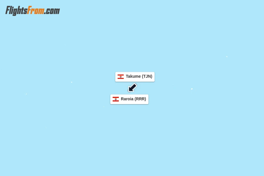 Flights from Takume to Raroia route map