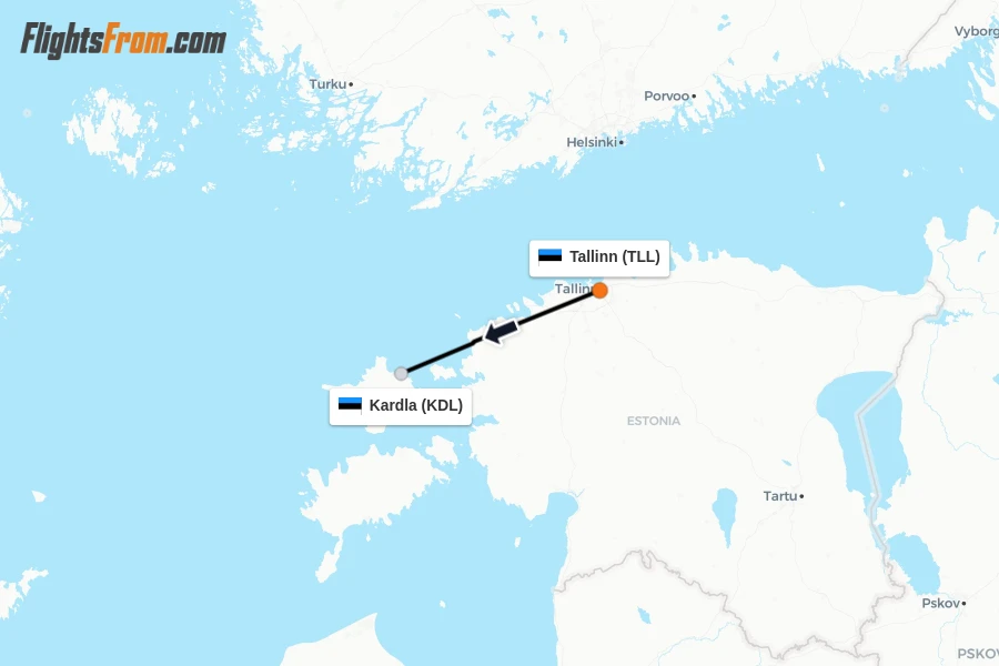 Flights from Tallinn to Kardla route map