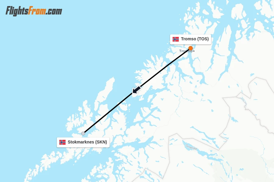Flights from Tromso to Stokmarknes route map