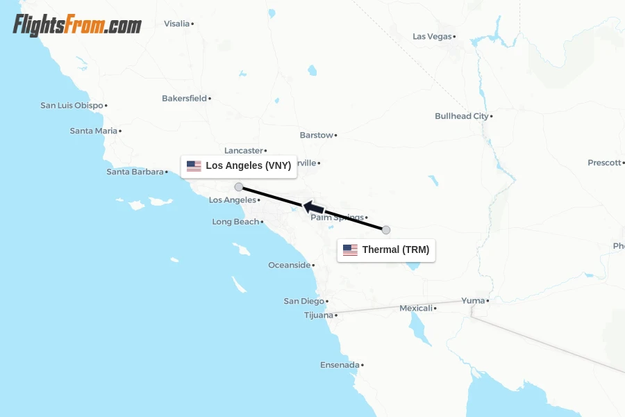 Flights from Thermal to Los Angeles route map
