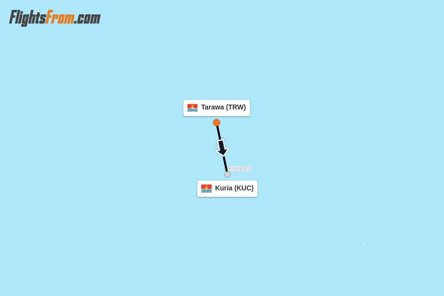 Flights from Tarawa to Kuria route map