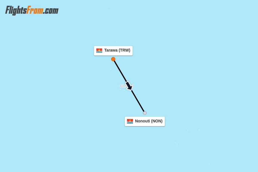 Flights from Tarawa to Nonouti route map