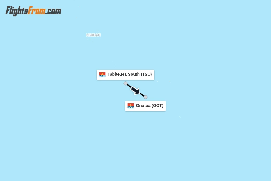 Flights from Tabiteuea South to Onotoa route map