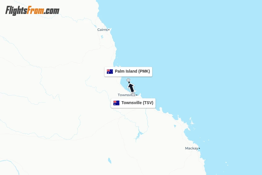 Flights from Townsville to Palm Island route map