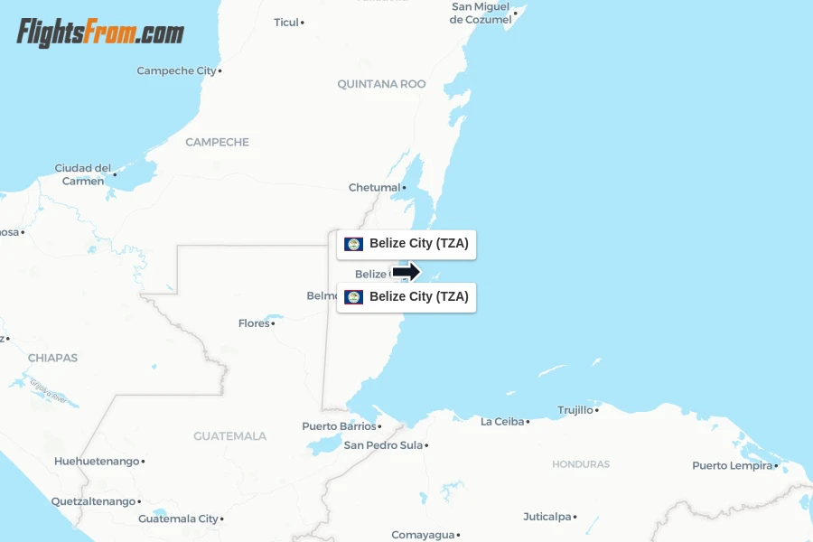Flights from Belize City to Belize City route map