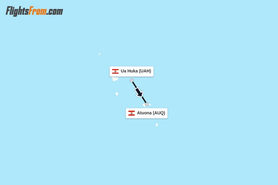Flights from Ua Huka to Atuona route map