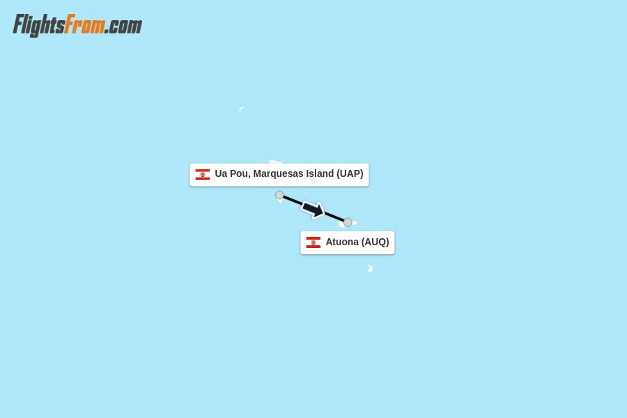 Flights from Ua Pou, Marquesas Island to Atuona route map