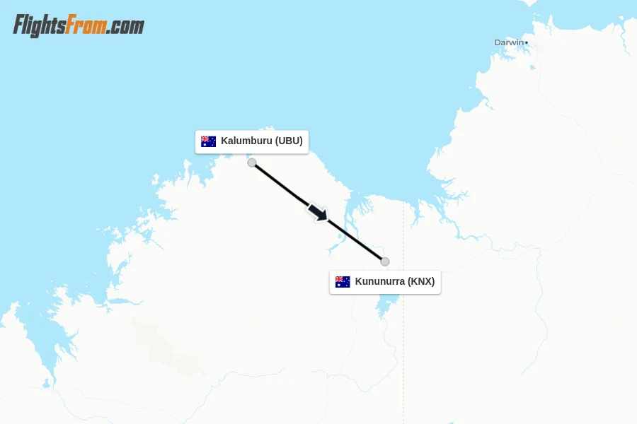 Flights from Kalumburu to Kununurra route map