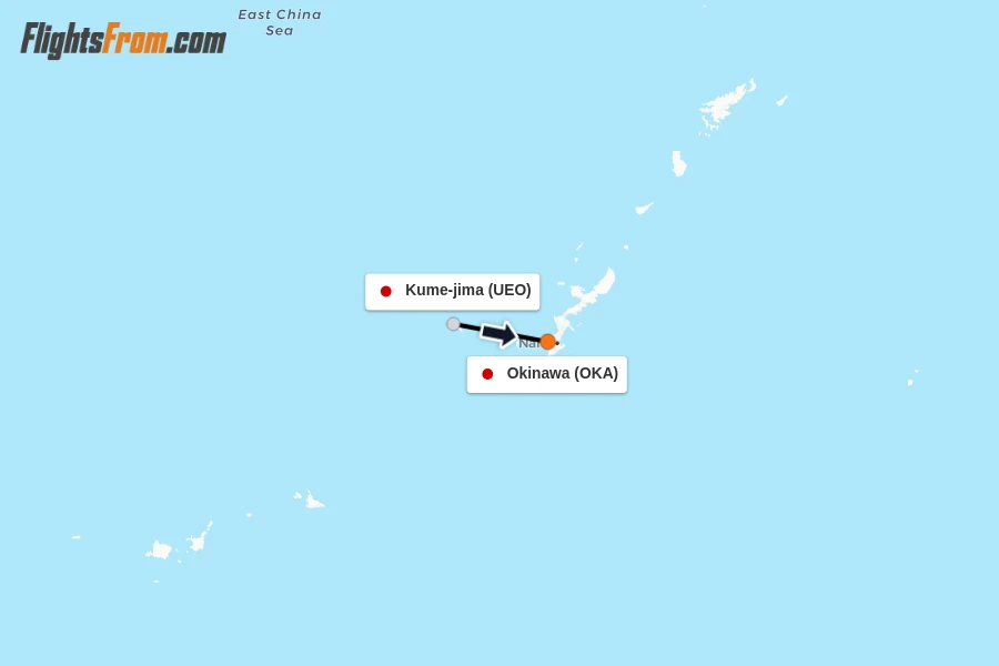 Flights from Kume-jima to Okinawa route map