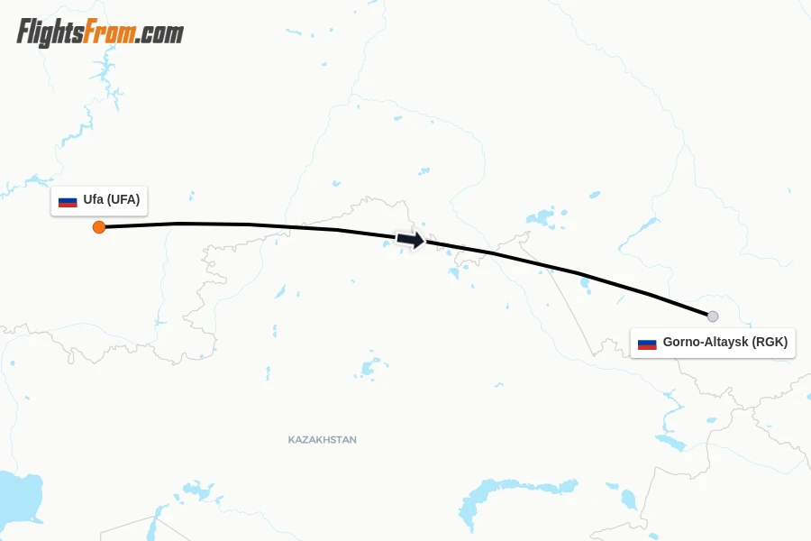 Flights from Ufa to Gorno-Altaysk route map