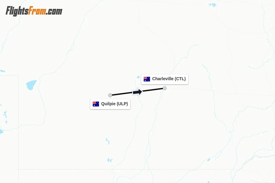 Flights from Quilpie to Charleville route map