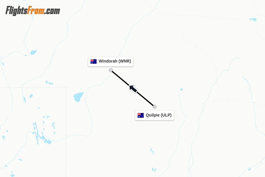 Flights from Quilpie to Windorah route map