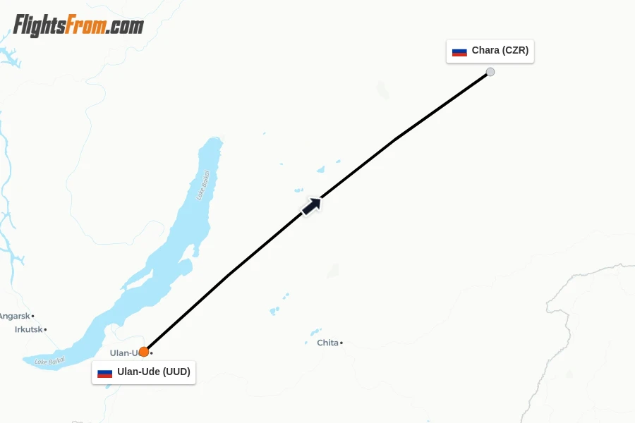 Flights from Ulan-Ude to Chara route map