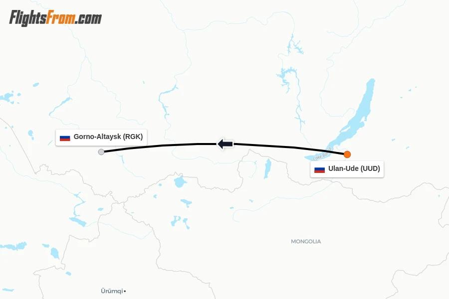 Flights from Ulan-Ude to Gorno-Altaysk route map