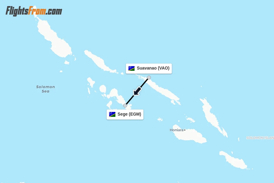 Flights from Suavanao to Sege route map