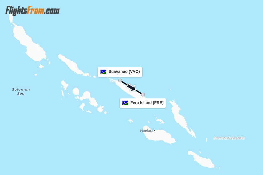 Flights from Suavanao to Fera Island route map