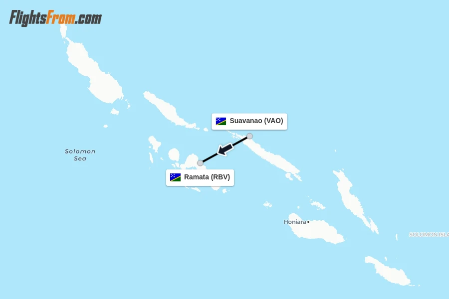 Flights from Suavanao to Ramata route map