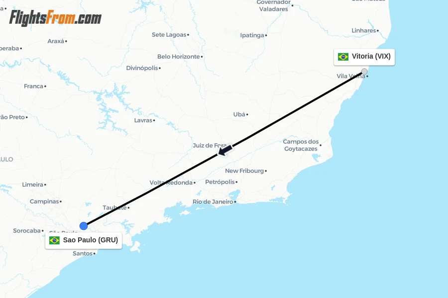 Flights from Vitoria to Sao Paulo route map