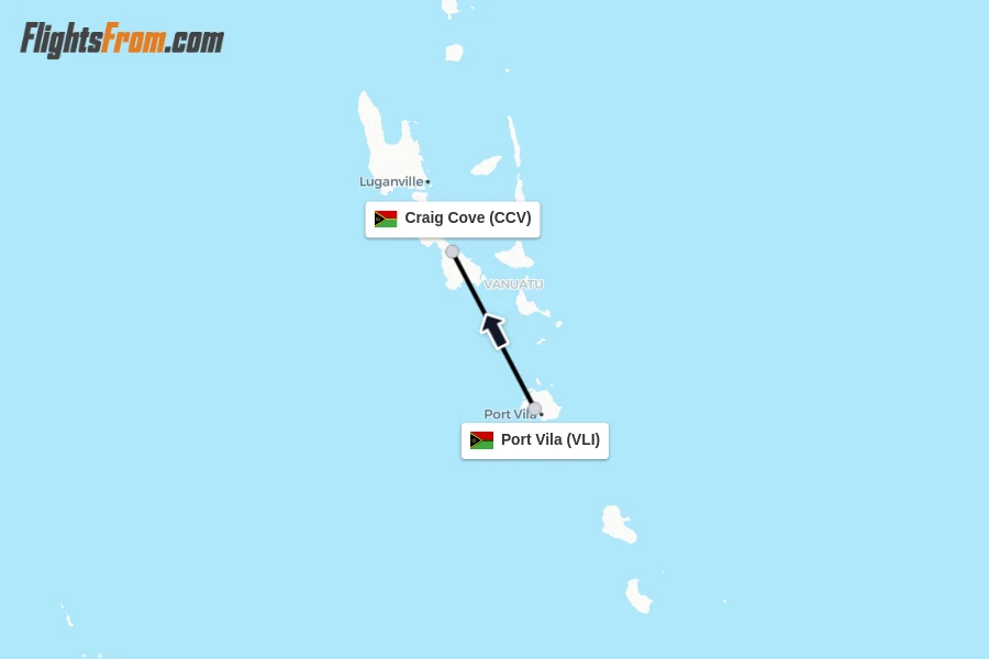 Flights from Port Vila to Craig Cove route map