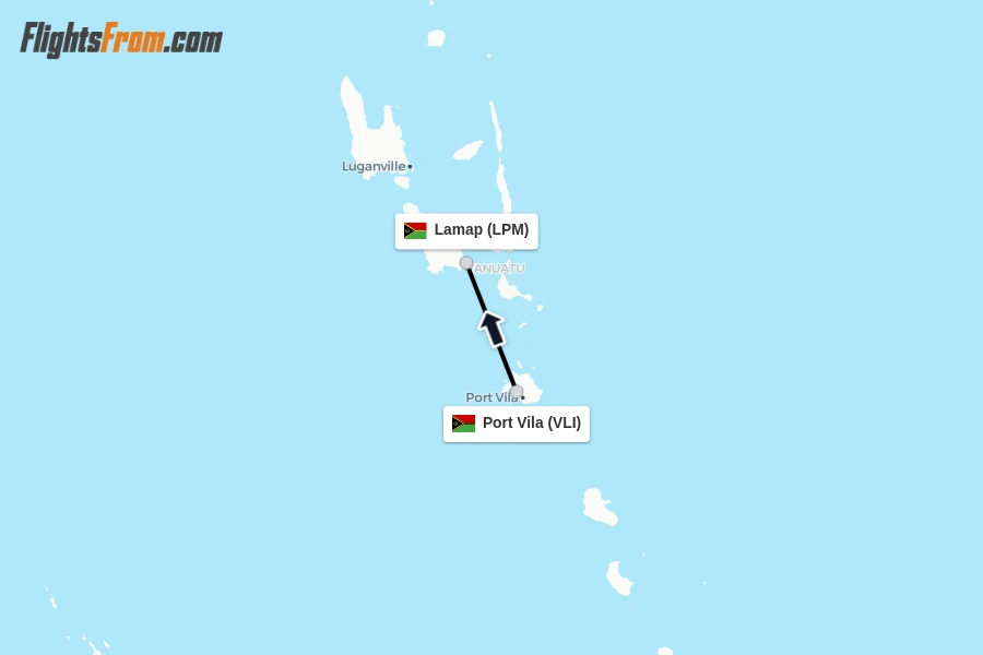 Flights from Port Vila to Lamap route map