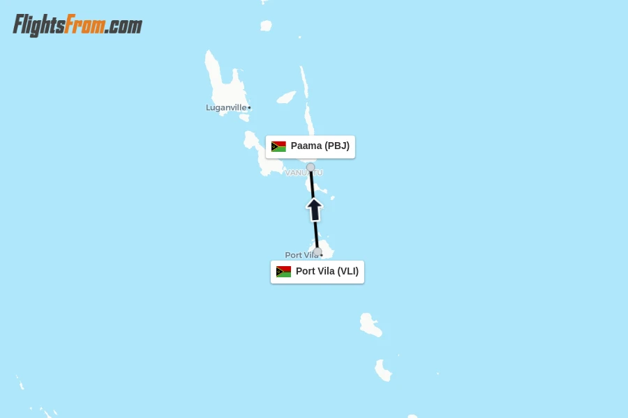 Flights from Port Vila to Paama route map