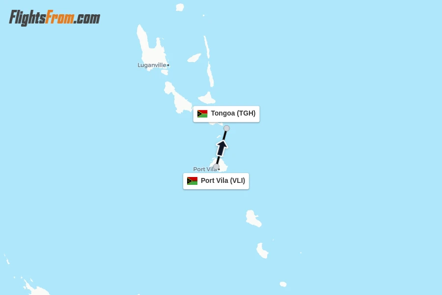 Flights from Port Vila to Tongoa route map