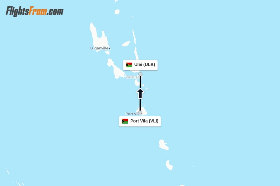 Flights from Port Vila to Ulei route map