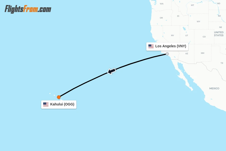 Flights from Los Angeles to Kahului route map