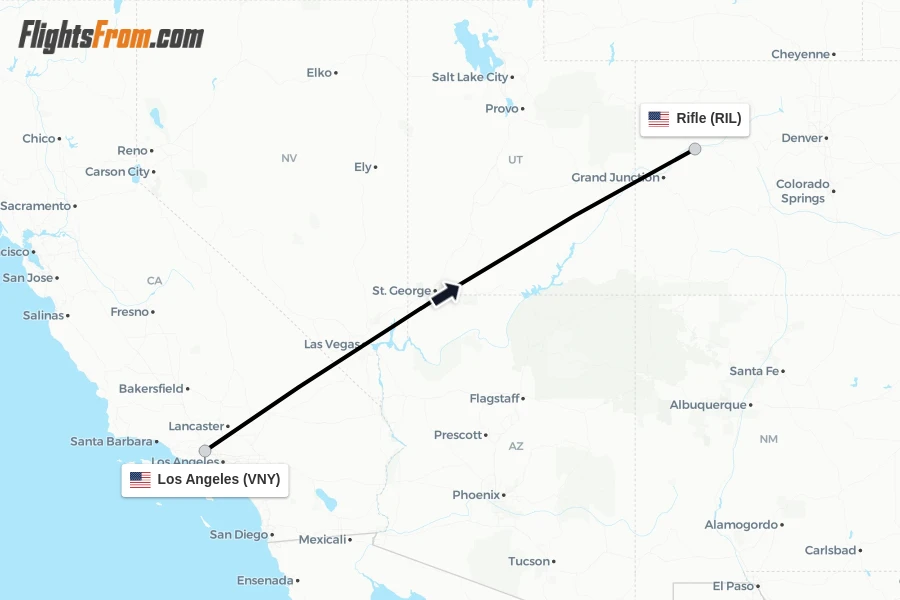 Flights from Los Angeles to Rifle route map
