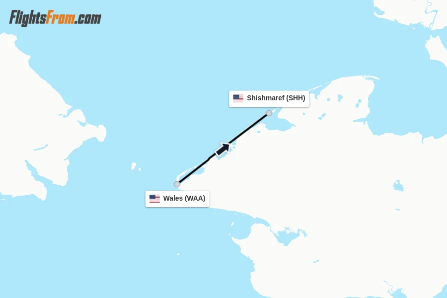 Flights from Wales to Shishmaref route map