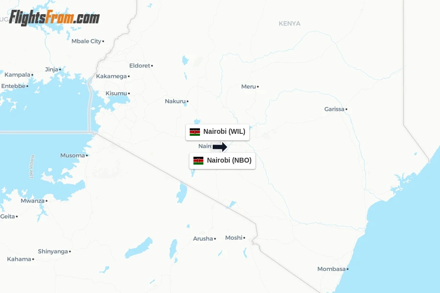 Flights from Nairobi to Nairobi route map