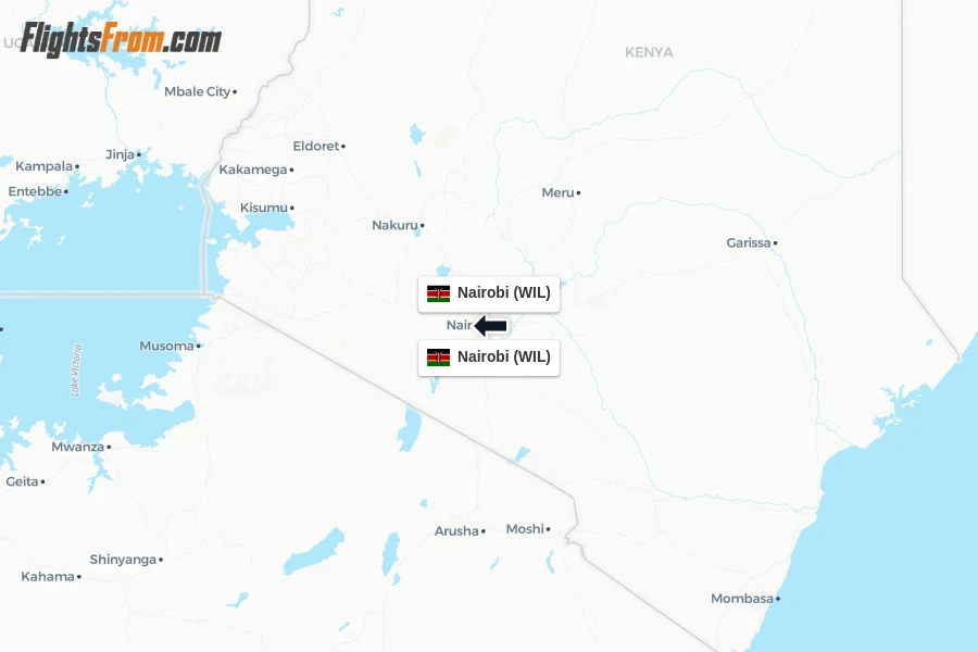 Flights from Nairobi to Nairobi route map