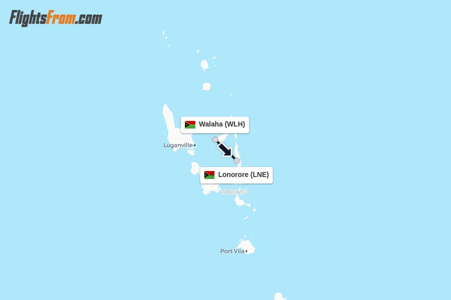 Flights from Walaha to Lonorore route map