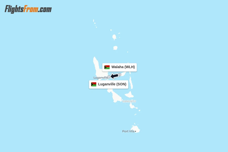 Flights from Walaha to Luganville route map