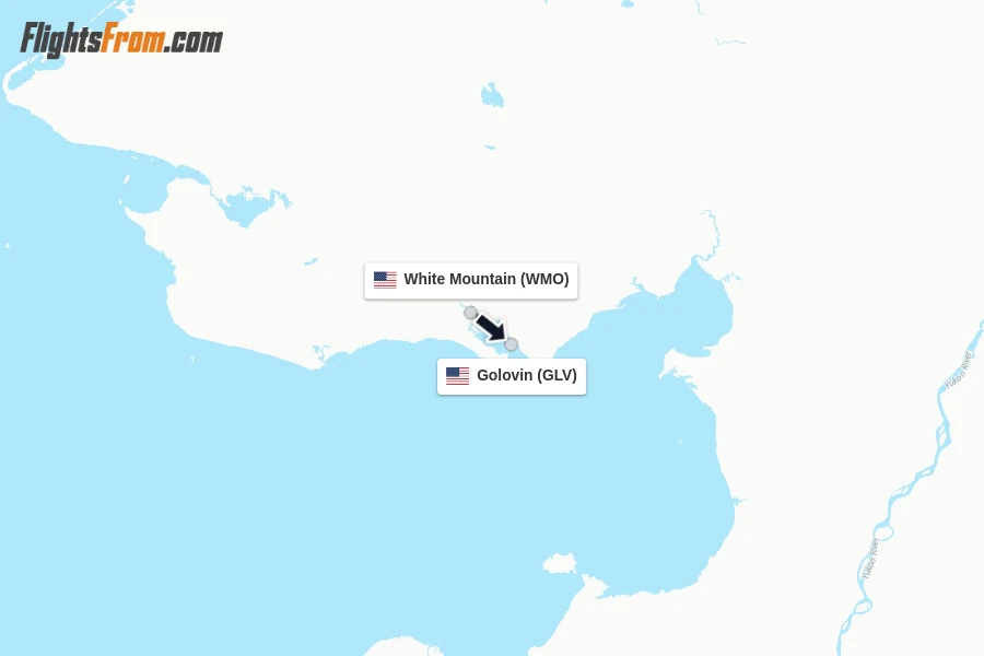 Flights from White Mountain to Golovin route map