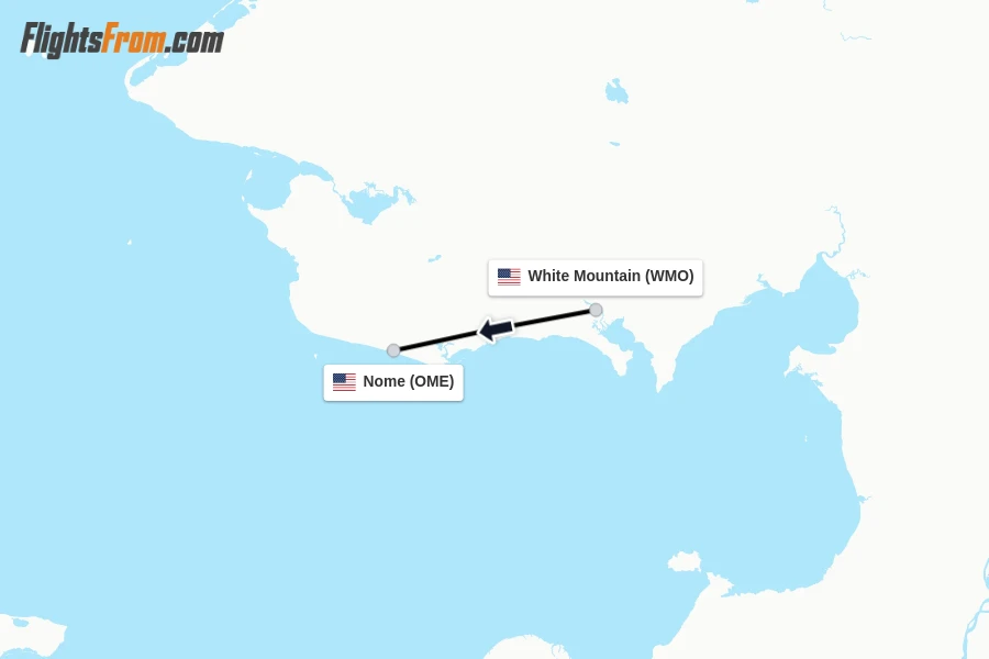 Flights from White Mountain to Nome route map