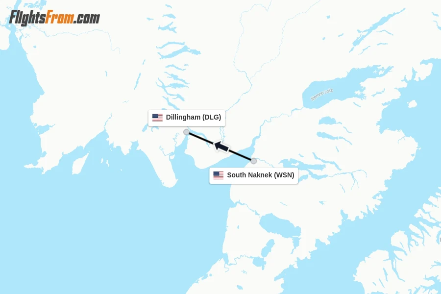 Flights from South Naknek to Dillingham route map