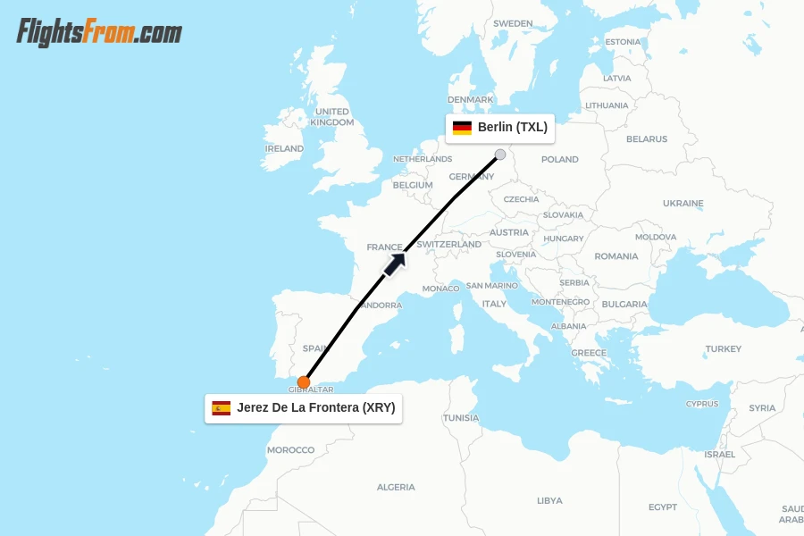 Flights from Jerez De La Frontera to Berlin route map