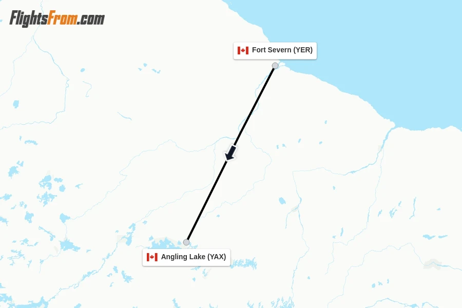Flights from Fort Severn to Angling Lake route map