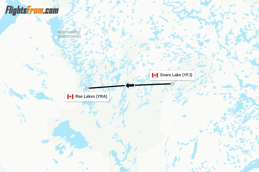 Flights from Snare Lake to Rae Lakes route map